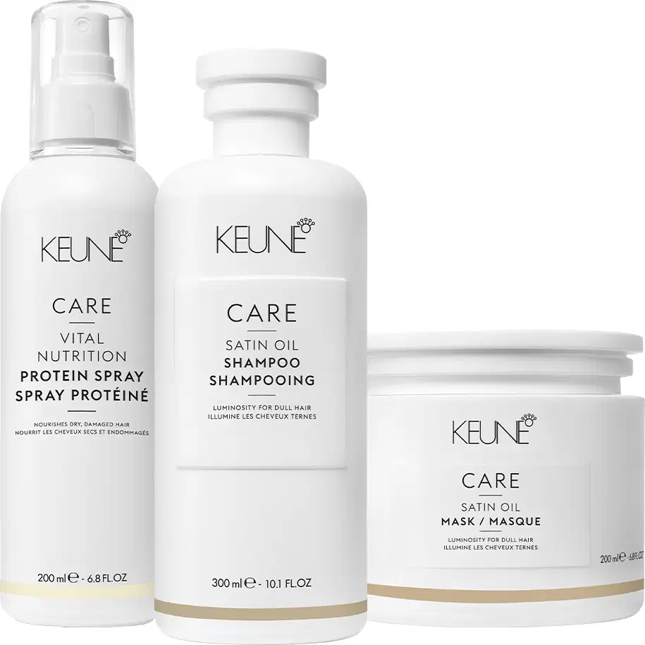 Kit Keune Care Satin Oil + Vital Nutrition, 3 produtos.