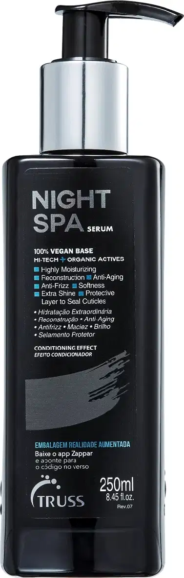 A imagem mostra um frasco de sérum com tampa pump preta.