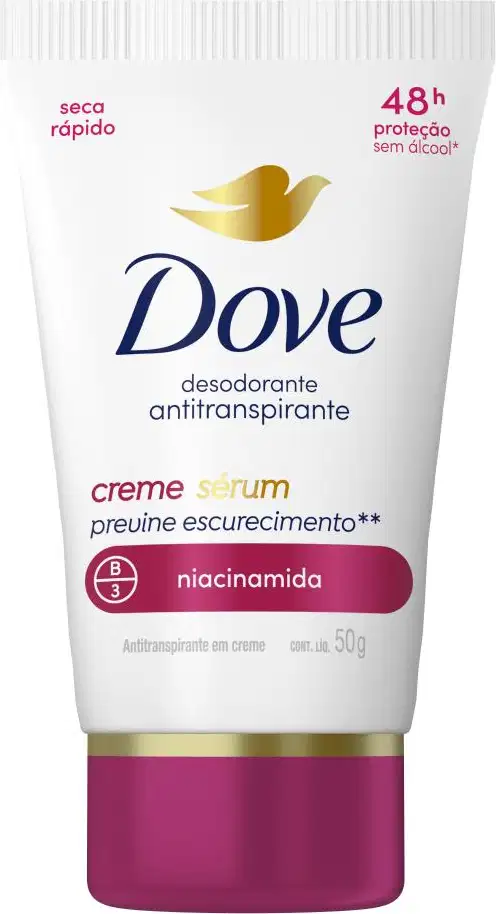 A imagem mostra o Desodorante Antitranspirante em Creme da marca Dove.