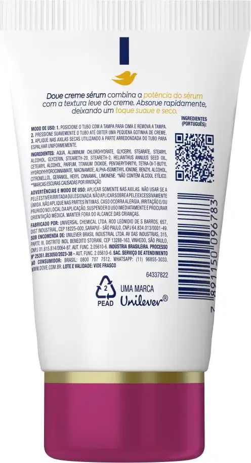 A imagem mostra o verso da embalagem com informações sobre modo de uso e ingredientes.