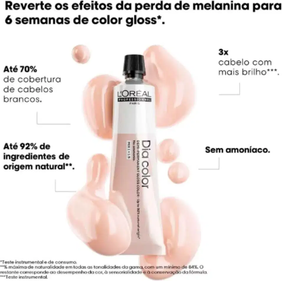 A imagem mostra o tubo de tinta e ao lado texto destaca benefícios.