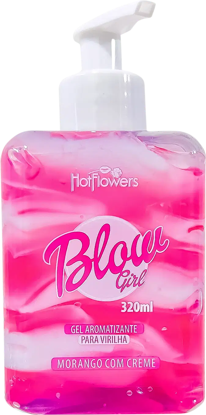 A imagem mostra o Gel Hidratante para Virilha Blow Girl Morango com Creme da marca HotFlowers.