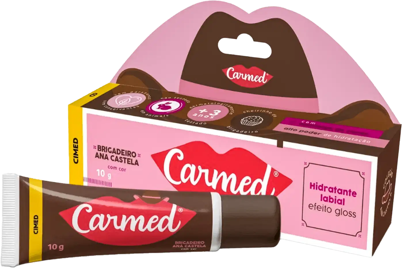 Caixa do Hidratante Labial Carmed Ana Castela Brigadeiro 10g