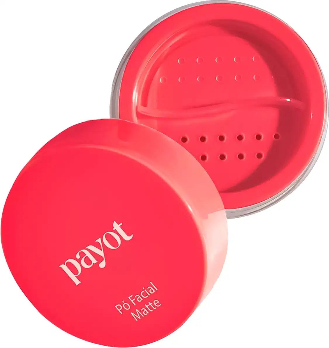 A imagem apresenta embalagem aberta do pó facial matte Payot.