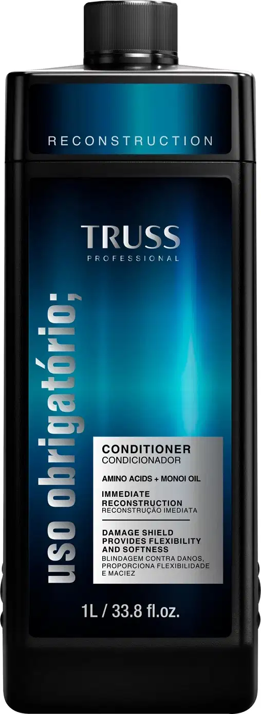 A imagem mostra um frasco grande de 1L de condicionador.