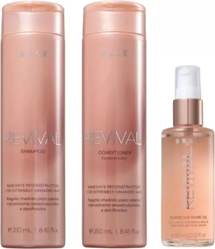 Kit Braé Revival Gorgeous Shine Trio Care, 3 produtos.