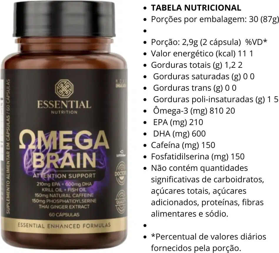 A imagem mostra a tabela nutricional do produto.