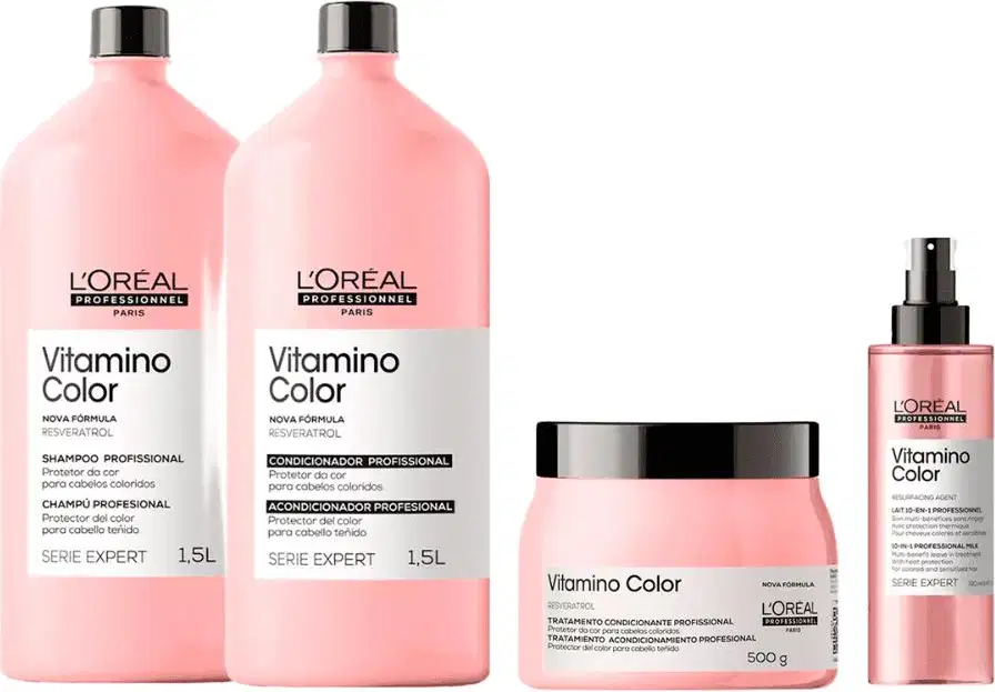 Kit L'Oréal Professionnel Serie Expert Vitamino Color Salon Full, 4 produtos.