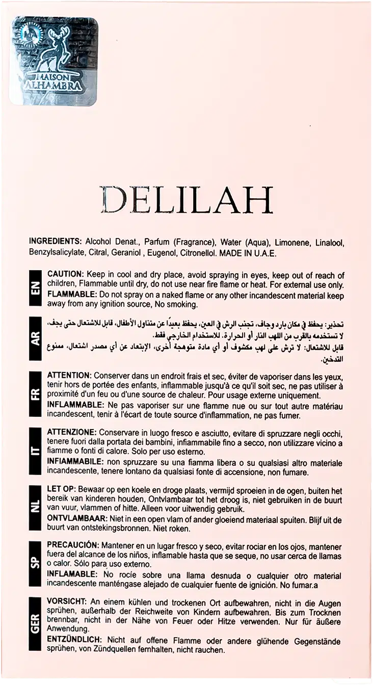 Perfume Feminino Delilah Maison Alhambra EDP, 100ml.