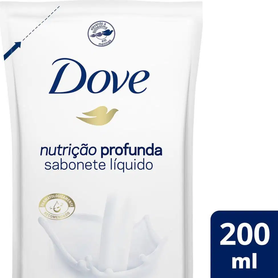 A imagem mostra o Refil do Sabonete Líquido Nutrição Profunda da marca Dove.