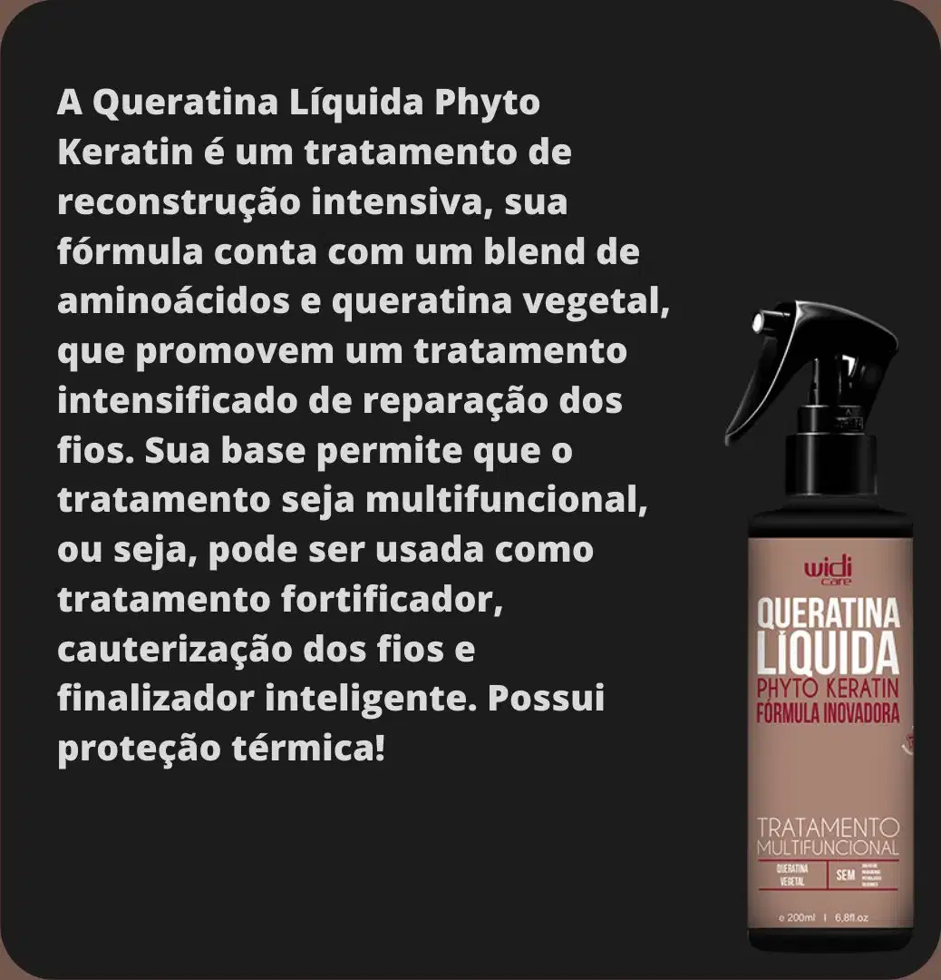 Tratamento Reconstrutor Widi Care Phyto Keratin Queratina Líquida, 200ml.