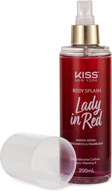 A imagem mostra a embalagem do produto destampada, revelando o detalhe dourado da válvula spray.