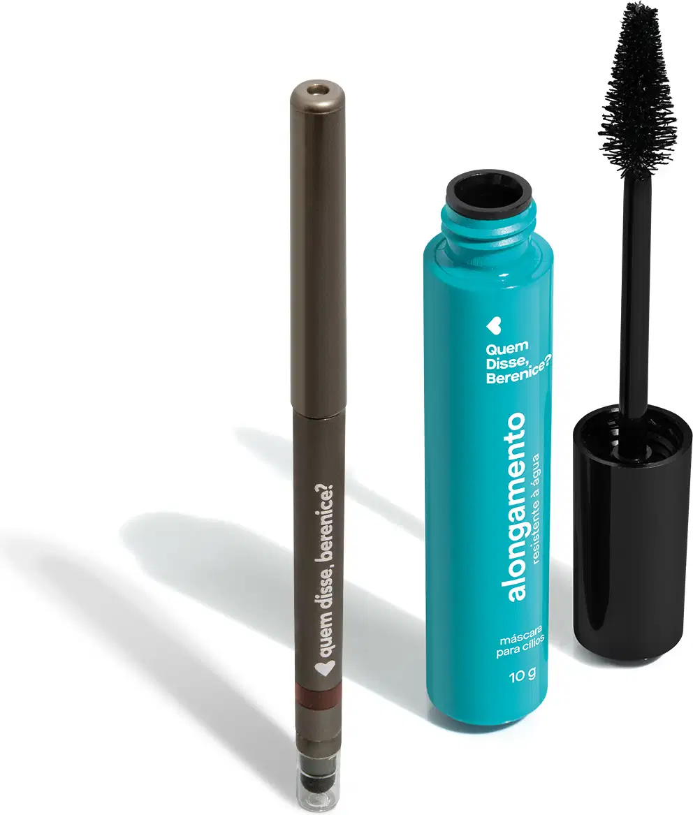 Kit Quem Disse, Berenice? com Máscara de Cílios Alongamento Resistente à Água 10ml + Lápis para Olhos Esfumador Marrom 200mg
