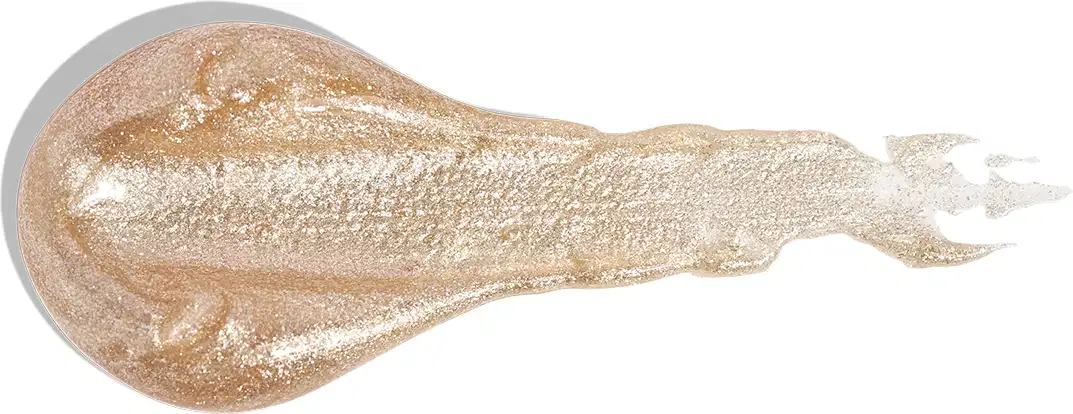 Textura dourada brilhante e cremosa do gloss labial dourado Douradex Dos Sonhos Quem Disse, Berenice?, com superfície lisa e uniforme, ocupando a maior parte da imagem.