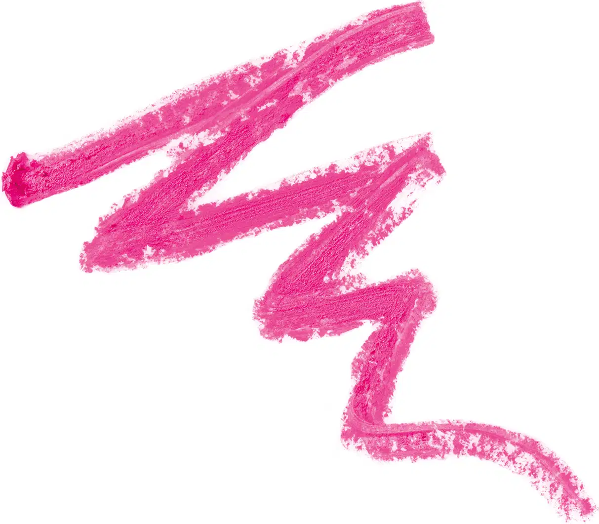 A imagem mostra traços grossos de maquiagem em um tom de rosa. Os traços são irregulares e parecem ter sido aplicados diretamente. Não há texto ou rótulos presentes na imagem, apenas os traços de cor rosa intensa contra um fundo branco.