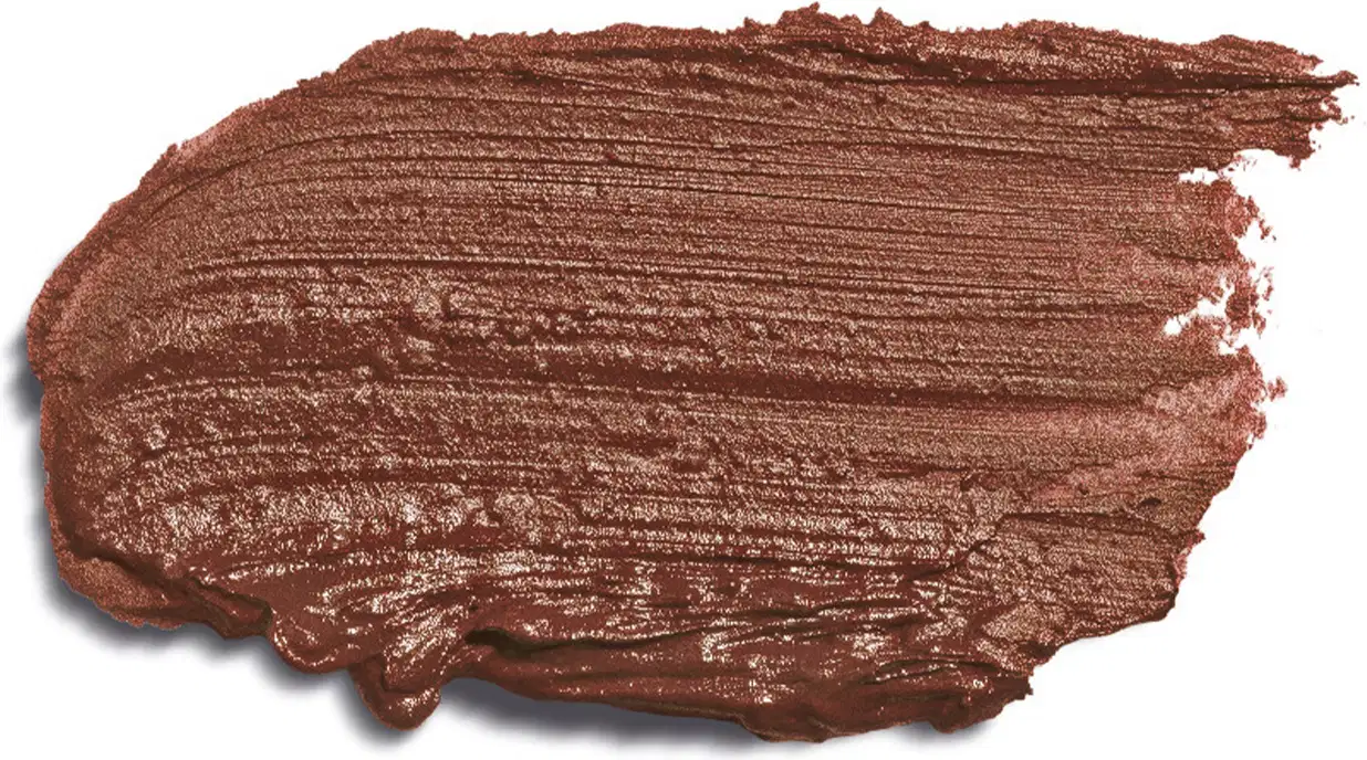 O produto apresentado na imagem é um batom da marca Quem Disse, Berenice?. Trata-se de um aplicador uma textura cremosa e de cor marrom escuro. O produto em si é claramente destacado contra um fundo branco, permitindo uma visualização detalhada.