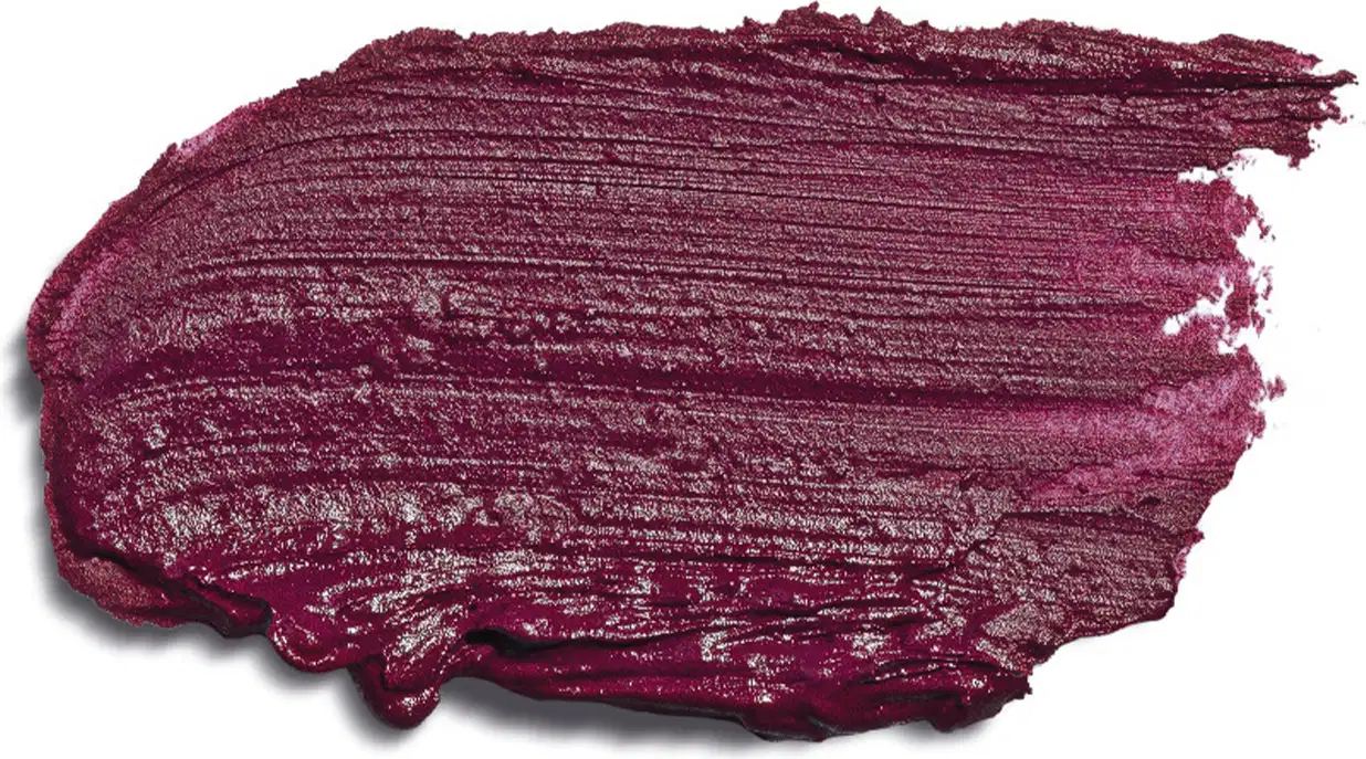 O produto apresentado é um batom vinho intenso, com uma textura cremosa e brilhante. Não há rótulos ou marcas visíveis na imagem.
