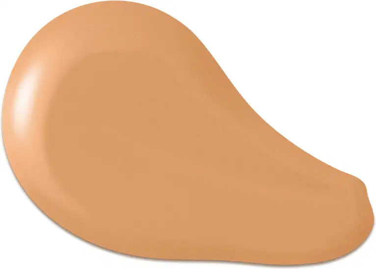 O produto apresentado na imagem é uma base de maquiagem de cor marrom claro, com uma textura cremosa e suave. Sua forma é arredondada e convexa. Não há rótulos, marcas ou outras informações visíveis na imagem.