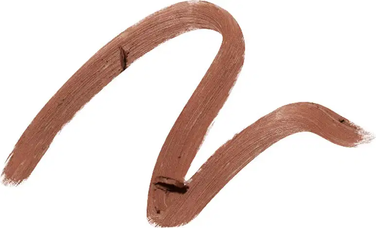 A textura do produto de beleza apresenta uma aparência cremosa e sedosa, com uma tonalidade marrom avermelhada predominante. Sua consistência parece ser suave e aveludada, com um acabamento brilhante e uniforme.