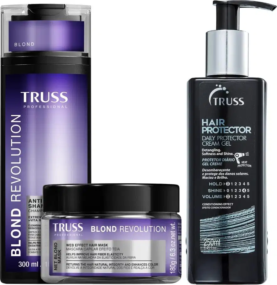 Kit TRUSS Blond Revolution + Hair Protector, 3 produtos.