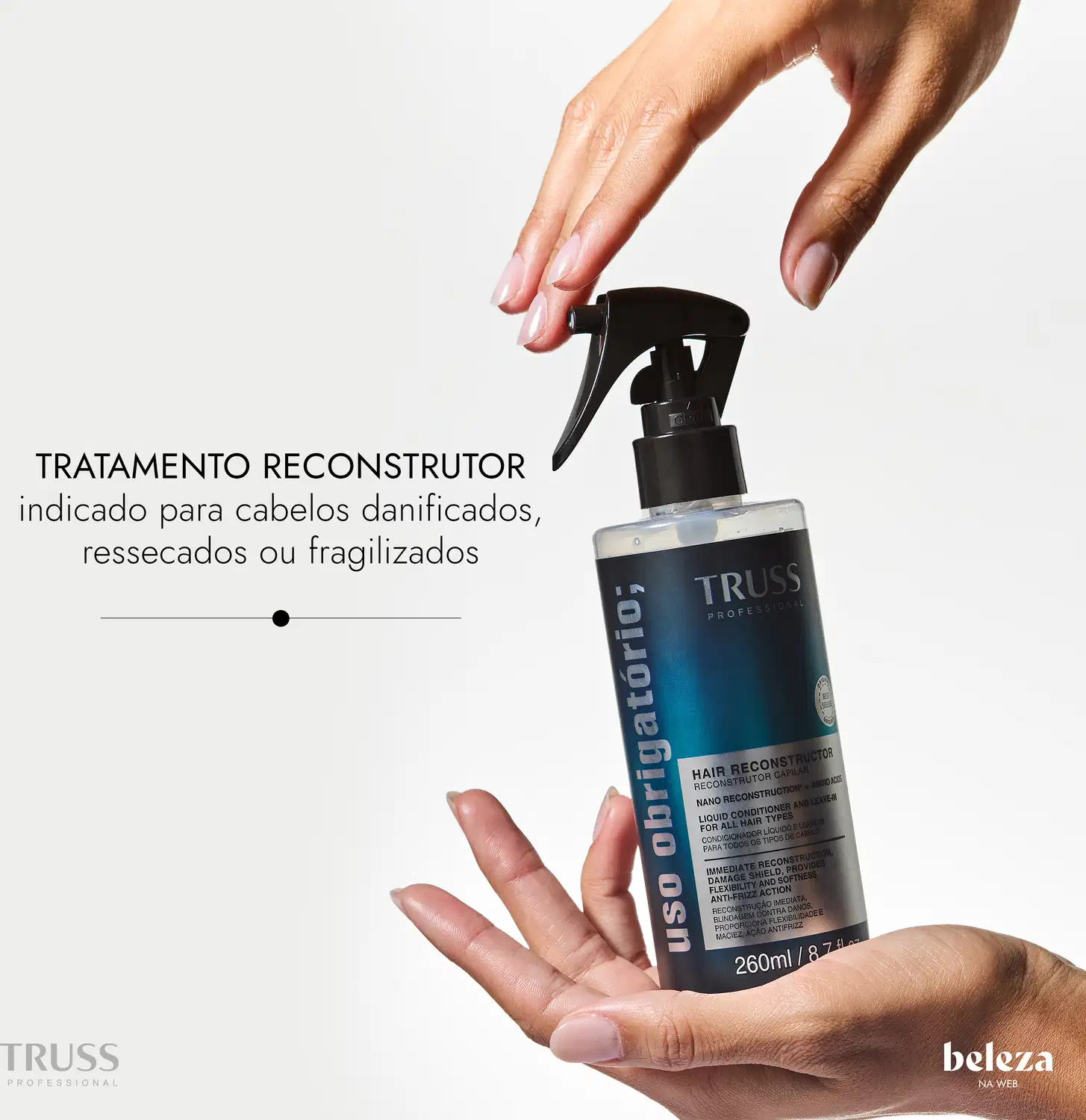 TRATAMENTO RECONSTRUTOR indicado para cabelos danificados, ressecados ou fragilizados
