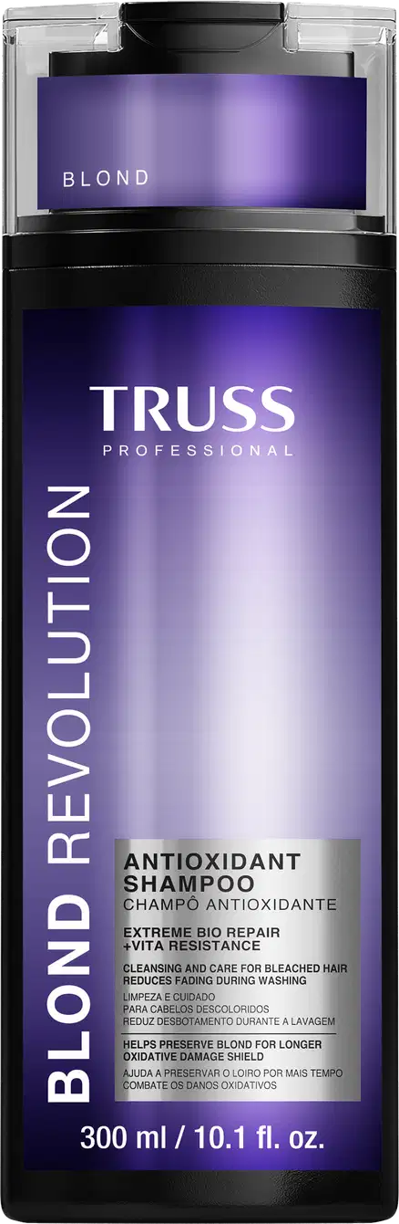 Shampoo da linha Blond Revolution da marca TRUSS.