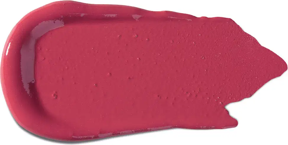 Textura cremosa e brilhante, com aparência aveludada e uniforme. Cor rosa intensa, com leve reflexo. Produto com consistência macia e suave ao toque.