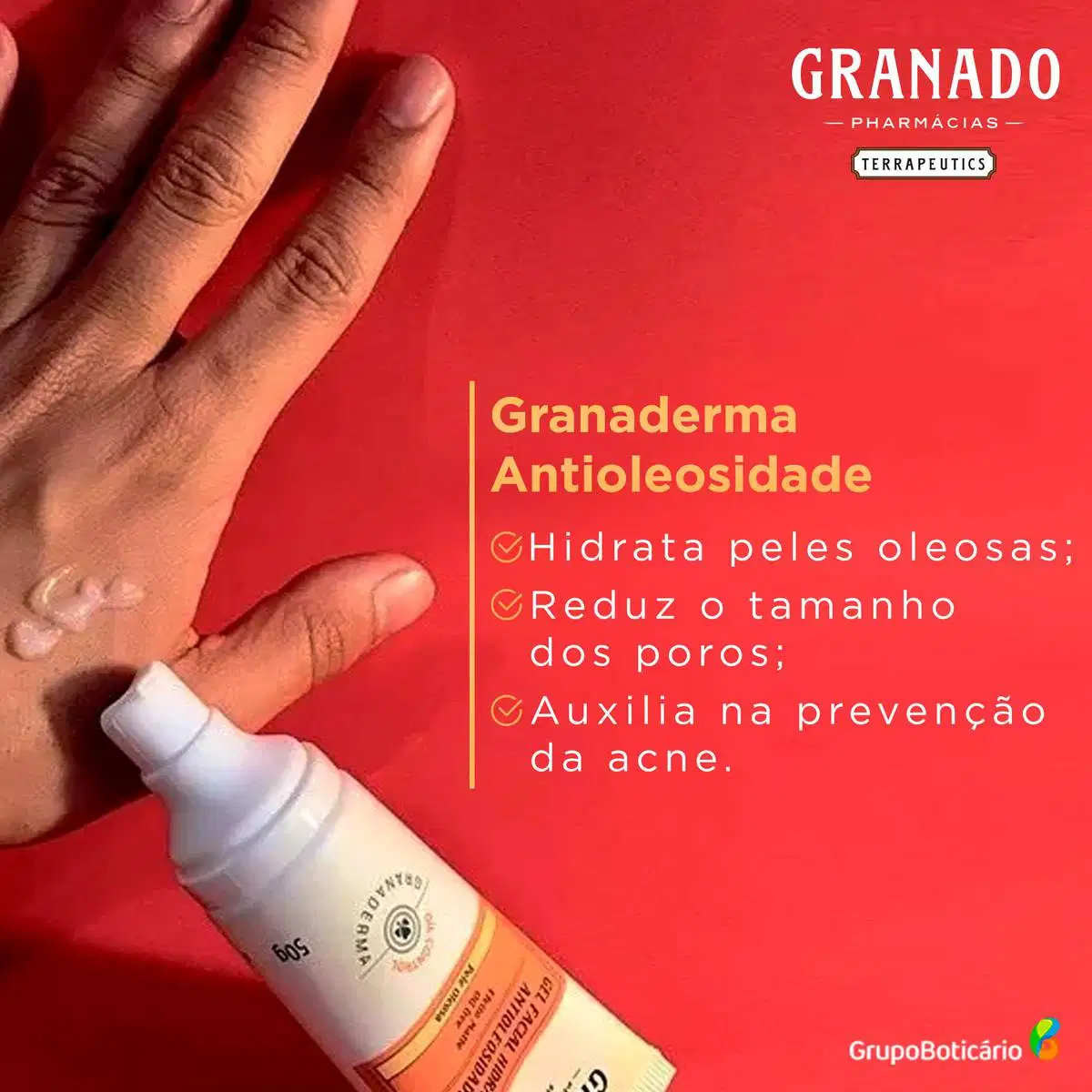 A imagem mostra o produto e ao lado texto destaca benefícios.