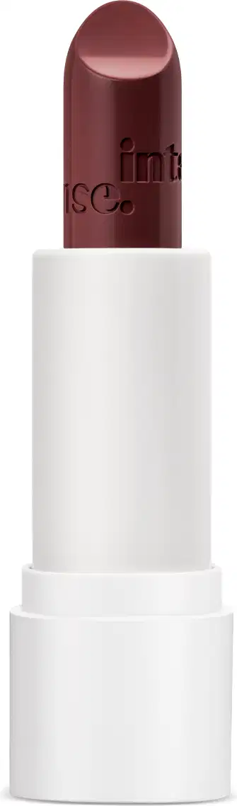 Batom de acabamento cremoso na cor bege amêndoa, em embalagem branca, da marca Intense Pop!
