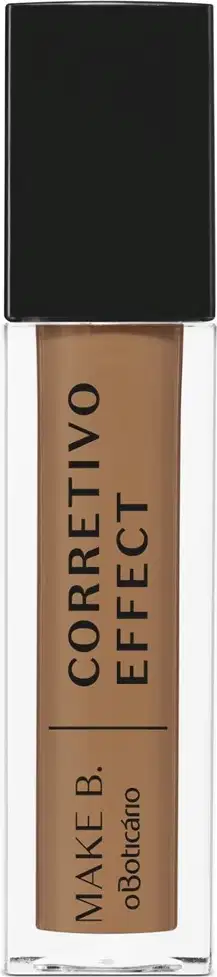 Imagem de um frasco de Corretivo Líquido Make B. Effect 60, com embalagem transparente e tampa preta, contendo produto de cor bege médio..