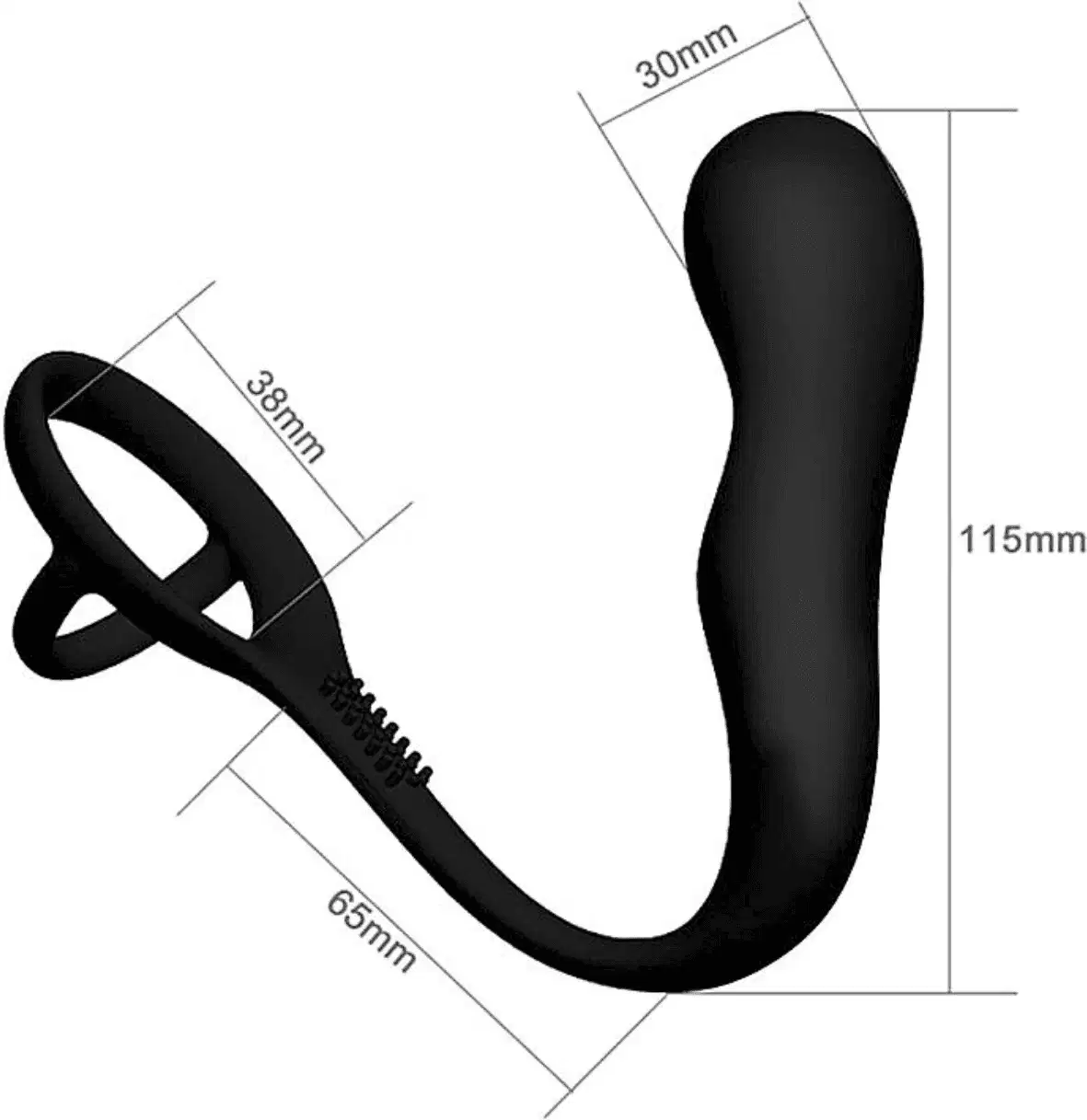Estimulador de Próstata com Anel Peniano Duplo Sexy Import Preto, 1 produto.