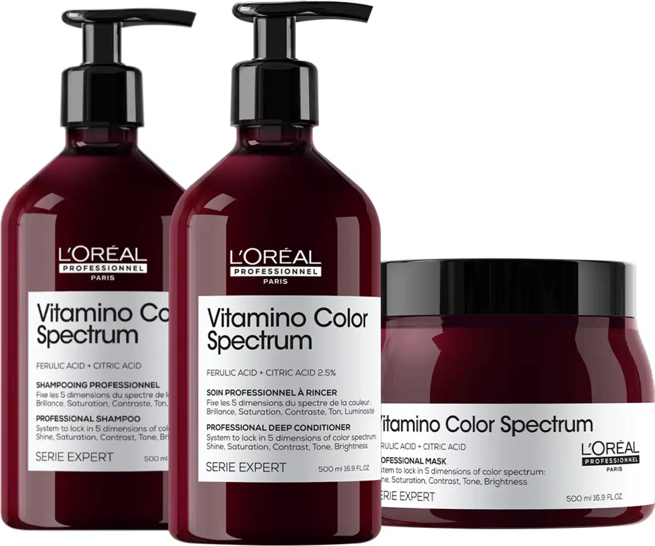 Kit L'Oréal Professionnel Vitamino Color Spectrum Trio Home Care, 3 produtos.