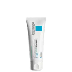 Tubo branco de 100 ml do produto de cuidados com a pele Cicaplast Baume B5+ da marca La Roche-Posay, com rótulo azul destacando seus benefícios de cuidado e restauração da barreira cutânea.