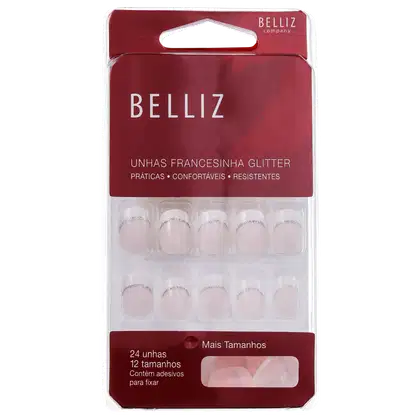 Imagem do produto Belliz Francesinha Glitter - Unhas Postiças (24 unidades)