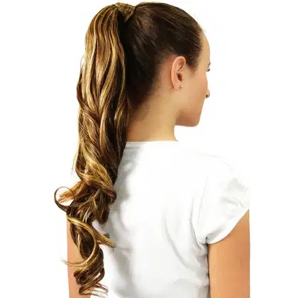 Imagem do produto Hairdo Rabo de Cavalo Ondulado - Castanho Com Mechas Douradas 58Cm