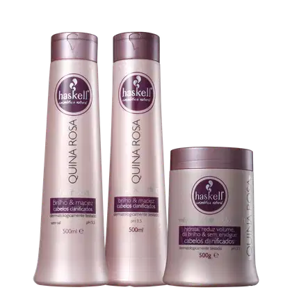 Imagem do produto Kit Haskell Quina Rosa Tratamento Brilho e Maciez (3 Produtos)