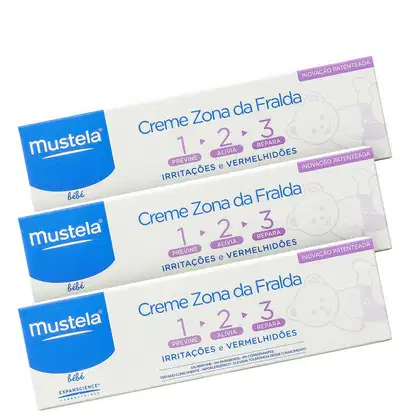 Imagem do produto Kit Mustela Bébé Creme Vitaminado Preventivo 123 (3 Produtos)