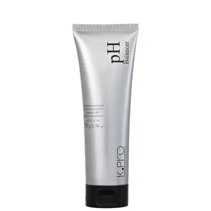Tubo de creme profissional K.Pro com 50 g, embalagem prateada com texto preto, indicando pH Balancer