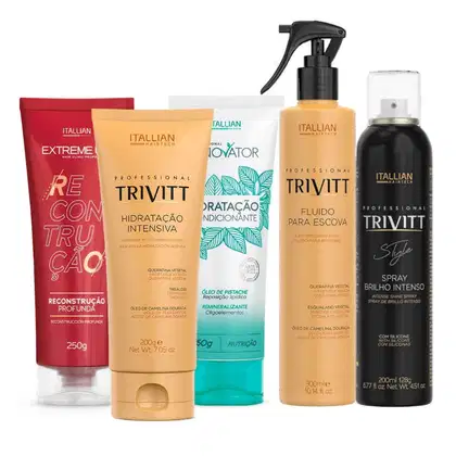 Imagem do produto Kit Trivitt Cronograma Capilar Nutrição, Reconstrução, Hidratação e Finalização Capilar (5 itens)