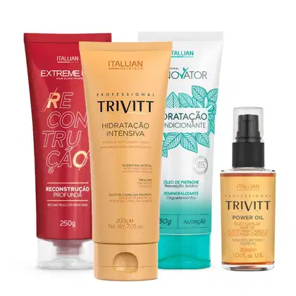 Imagem do produto Kit Trivitt Cronograma Capilar+ Finalizador Power Oil - Reconstrução,Hidratação, Nutriçao e Brilho (4 Itens)