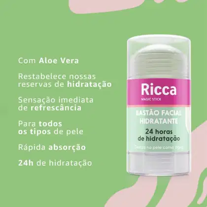 Imagem do produto Bastão Facial Hidratante 24h Magic Stick Ação Refrescante Aloe Vera 30g Ricca