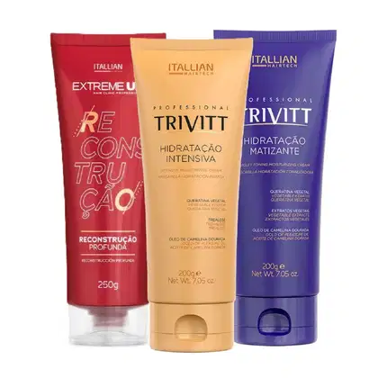 Imagem do produto Cronograma Capilar 3 Máscaras Itallian Hairtech – Extreme Up, Trivitt Hidratação e Matizante