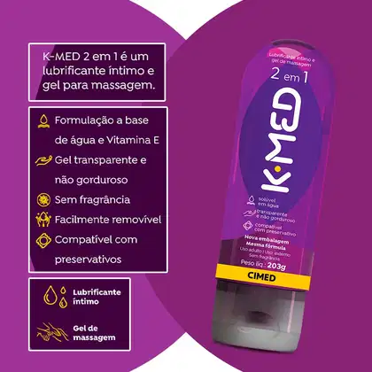 Imagem do produto Gel Lubrificante Íntimo K-med 2 Em 1 200ml