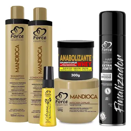 Imagem do produto Kit Mandioca Hidratação Capilar Profissional | Crescimento, Brilho e Fixação - Force Cosméticos