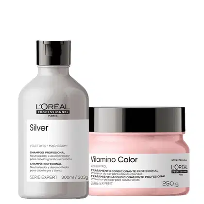 Kit L'Oréal Professionnel Vitamino Color Resveratrol + Silver, 2 produtos.