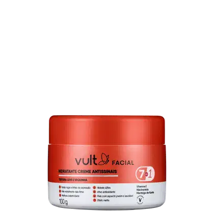 A imagem mostra o Creme Hidratante Facial Vult Care Antissinais.