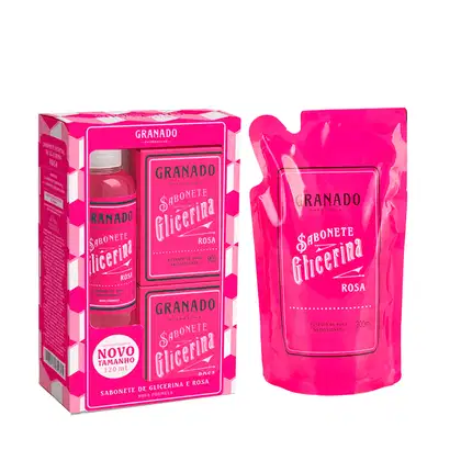 Imagem do produto Kit Sabonete Glicerina Rosa com Refil Granado