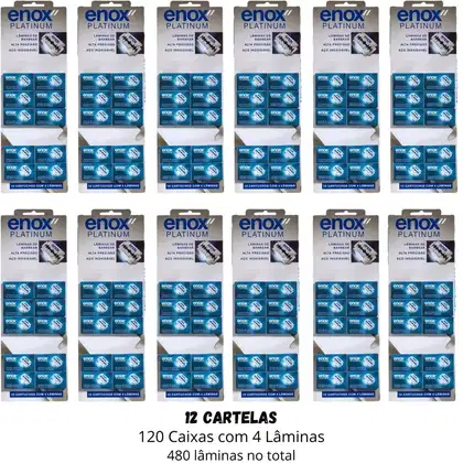 Imagem do produto KIT COM 12 CX DE LAMINAS ENOX PLATINUM DUPLO FIO COM 480 UNID
