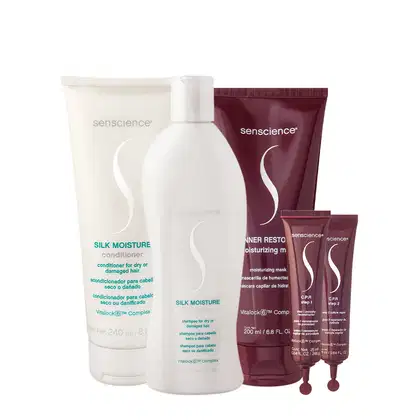 Imagem do produto Kit Senscience Silk Moisture Inner CPR Home Care 200 Ampola (5 produtos)
