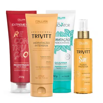 Kit Itallian Hairtech Cronograma Capilar Sun Quarteto, 4 produtos.